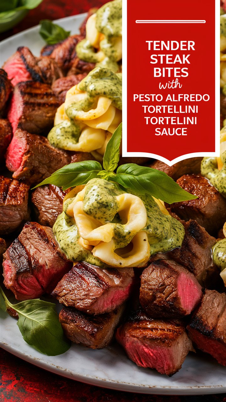 Tender Steak Bites with Pesto Alfredo Tortellini Sauce 2025