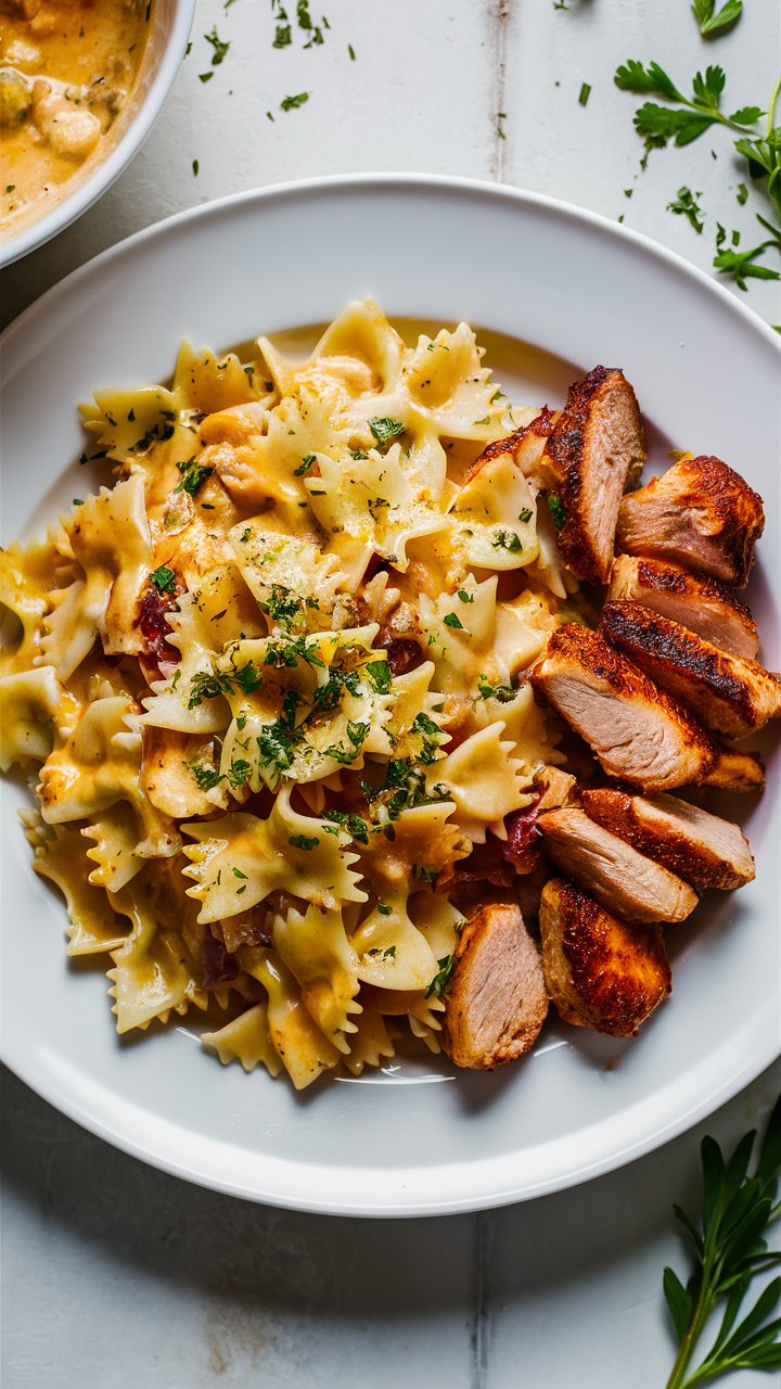 Creamy Cajun Chicken Alfredo with Garlic Parmesan Bowtie Pasta 2025