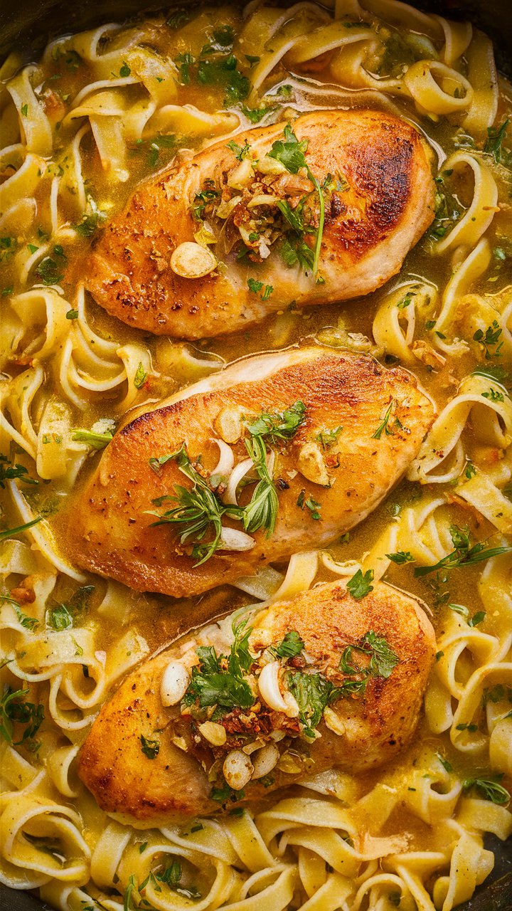 Zesty Lemon Butter Chicken with Creamy Parmesan Linguine
