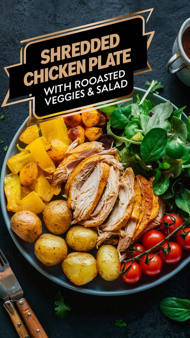 Shredded Chicken Plate with Roasted Veggies & Fresh Salad 2025